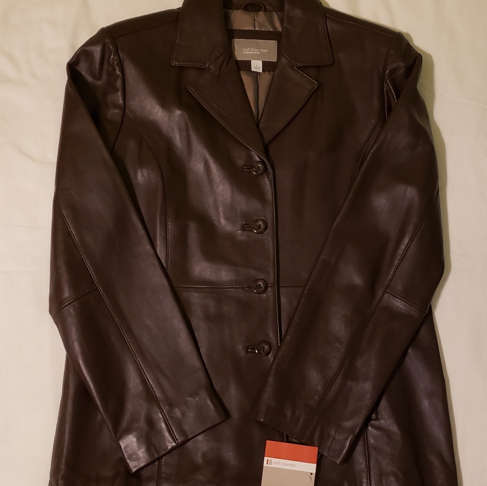 Croft and Barrow Brown Lambskin Leather Jacket